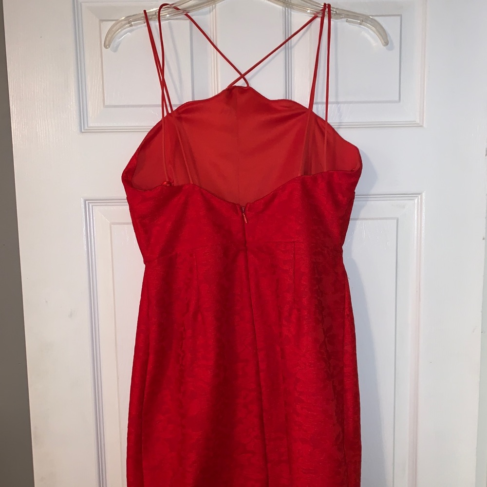 TOPSHOP BODYCON LACE DRESS RED - Picture 2 of 3